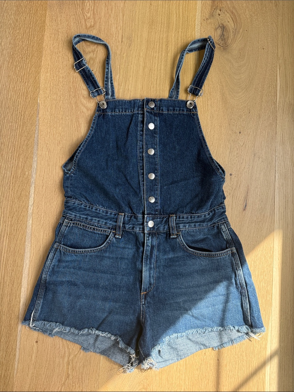 rag & bone Dark Blue Denim Short Overalls